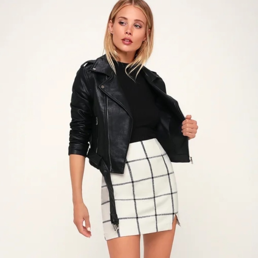 LuLu’s White Plaid Mini Skirt